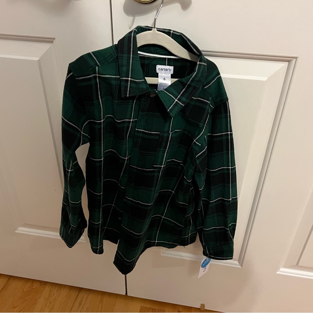Carters Boys Flannel Shirt, Size 6, NWT